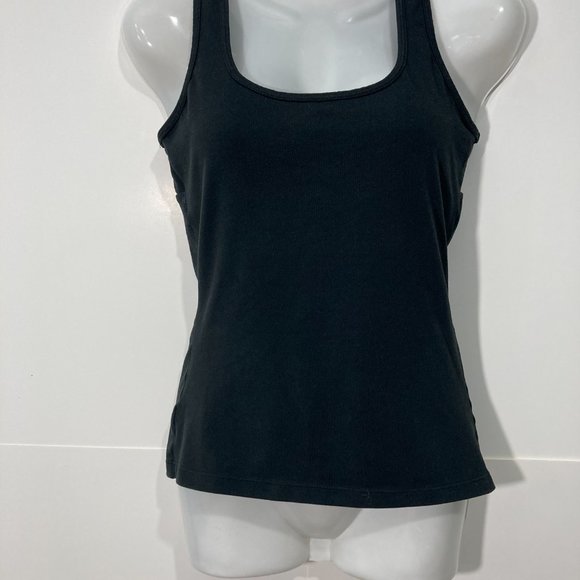 Prana Black Built In Bra Tank Top Paisley two holes on back yoga size S - Picture 3 of 5